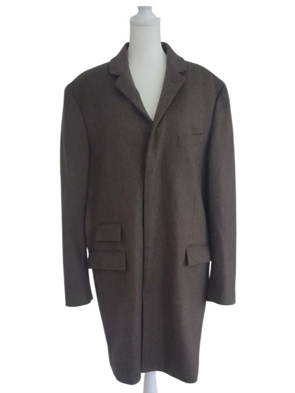 J. Crew Men's Classic Long Topcoat Brown Wool Marlin & Evans Size XL 44